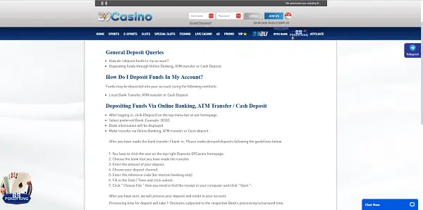 B9 Casino Deposit