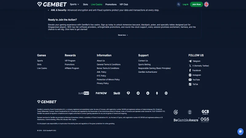 GemBet Casino Payment Methods