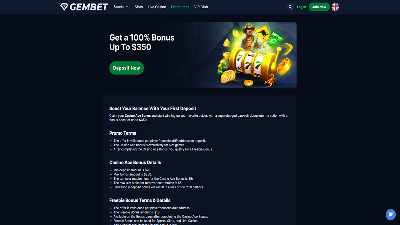 GemBet Casino claim Bonus
