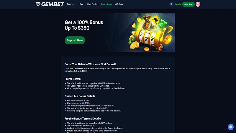 GemBet Casino claim Bonus