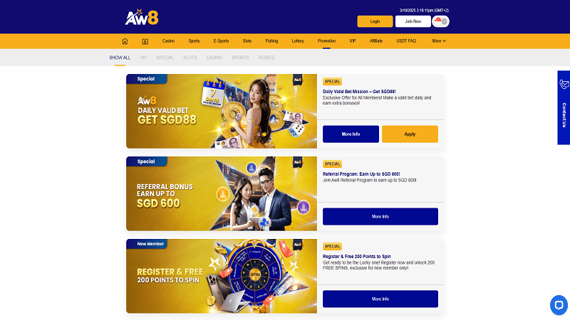 AW8 Casino Promotions