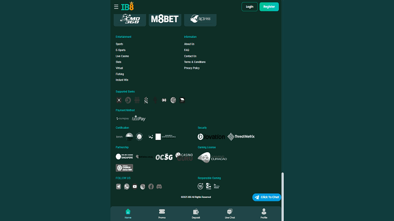 IB8 Casino Payment Methods IB8 Casino Payment Methods