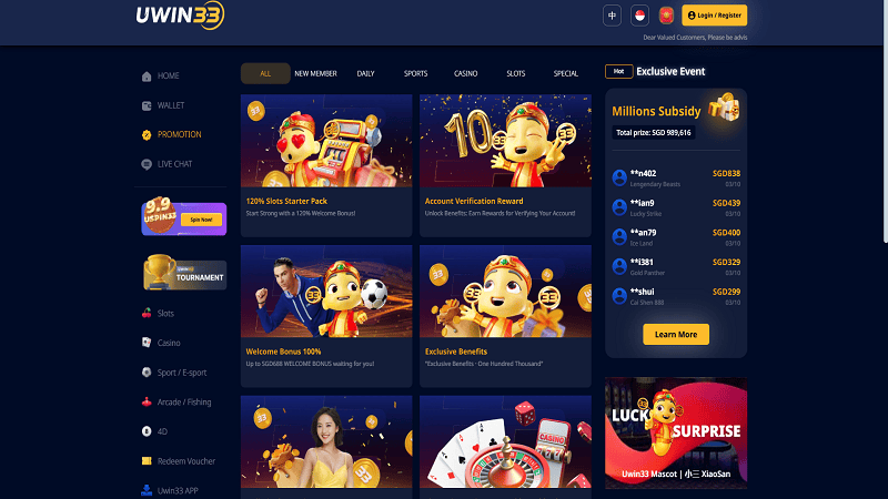 Uwin33 Casino Promotions