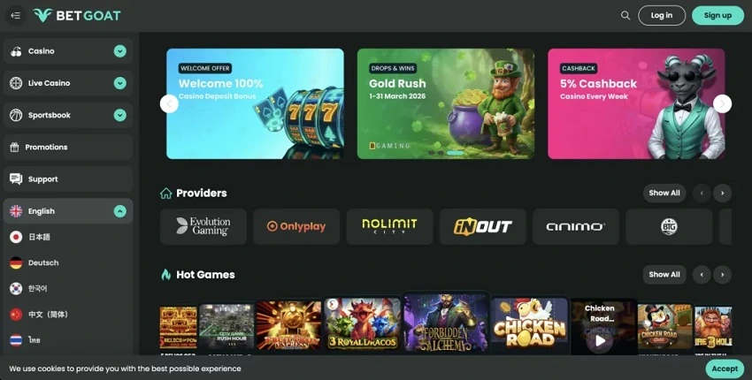 BetGoat Casino Home Page BetGoat Casino Home Page