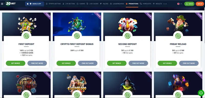 20Bet Casino Bonuses and Promotions 20Bet Casino Bonuses and Promotions